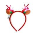 Weihnachten LED leuchtend Rentier Geweih Haarreif Party Kostüm Haarschmuck Dekoration - Stil 14 Leuchtender Beflockter Geweih Rot
