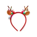 Detailansicht des leuchtenden Weihnachts-Rentiergeweih-Haarreifs mit LEDs und festlichen Pompons. - Stil 15 Leuchtender Beflockter Geweih Khaki