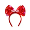 Weihnachten leuchtende Schleife Haarreif mit LED Licht Pailletten rot Party Kopfschmuck - Stil 19 Leuchtender HOHOHO Geweih