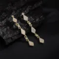 Gouden pavé strass ruit lange hangende oorbellen elegante kristalen sieraden voor vrouwen - Goud