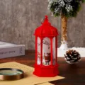 Retro Christmas decorative lantern electronic candle hexagonal night light holiday gift decor - 5.5x13.5cm / Red