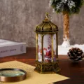 Vintage Hexagonal Christmas Lantern Night Light Decorative Prop Festival Lamp - 5.5x13.5cm / Bronze