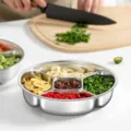 Assiette de préparation multi-compartiments en acier inoxydable pour cuisine repas. - Plateau de Préparation 5 Grilles en Acier Inoxydable 201