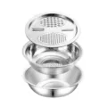 Juego de 3 piezas de cocina de acero inoxidable con rallador, colador y cuenco. - Juego de 3 piezas de 24cm