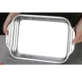 Stainless steel rectangular baking tray with handles, deep kitchen food serving metal pan. - Small 33x19x5cm Flat Bottom