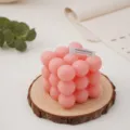 Pink bubble cube scented candle aesthetic home decor handmade cute soy wax candle photography prop - Pink