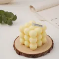 Aesthetic bubble cube scented candle, handmade soy wax aesthetic home decor and photography prop. - Light Yellow