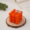 Orange Bubble Scented Candle Cube Handmade Aromatherapy Soy Wax Candle Home Decor Gift - Orange