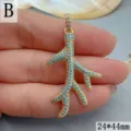 Ozean Stil Koralle Anhänger mit Türkis Perlen, vergoldete Modeschmuck Halskette Charm. - Koralle Türkis Strass Anhänger (Nur Anhänger) / 24x44mm