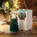 Vela perfumada de árbol de navidad con caja regalo festivo decoración hogar invierno - Árbol de Navidad Verde (Fresia) / Verde