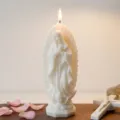 Vela aromática Virgen María, estatua de oración de cera blanca para decoración de regalo. - 4cm x 9,5cm / Blanco