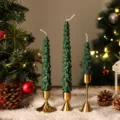 Christmas tree scented candle holiday atmosphere decoration prop golden metal candleholder - Christmas Green Long Stem Christmas Tree / Small (2.2x13cm)