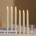 LED electronic remote control plastic long stem candle light set for home holiday decor. - Beige Threaded Long Pole Flame Tip Remote Control Version / Beige