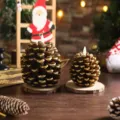 Christmas pinecone LED candle light paraffin wax festive home decor desktop ornament 2pcs - Gold Rim / Small (8x10.5cm)