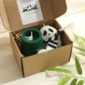 Set de regalo de velas perfumadas de panda y bambú en caja para decoración del hogar. - Set de regalo de oso y bambú
