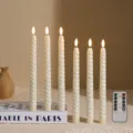 LED twist taper candles with remote control, flameless electronic candle lights for decor. - Beige Threaded Long Pole Bullet Tip Remote Control Version / Beige