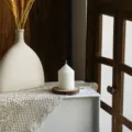 Nordic minimalist white striped pointed pillar candle, aesthetic geometric aroma candle decor. - White Pointed Fine Ribbed 5*7.5
