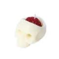 Halloween gothic skull scented candle with brain design, decorative wax candle for spooky decor. - White