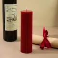 Red ribbed pillar scented candle for home decor, cozy atmosphere setup, and romantic gifts. - Gear Pillar Candle 5*17.5 / Burgundy
