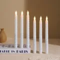 White twisted LED taper candles set, flameless electronic candles for home decor party. - White Spiral Long Taper Flame Top Regular Style / White