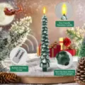 Bougie sans flamme LED arbre de Noel avec telecommande pour decoration de fete - Coupe régulière / Vert avec Bordure de Neige