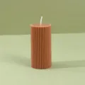 Vela aromática de pilar rayada marrón, estilo europeo minimalista de cera de soja deco. - 5cm*10cm / Marrón