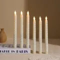 Twisted long LED electronic candles, remote control flameless taper candles for home decor - Beige Threaded Long Pole Flame Tip Regular Version / Beige