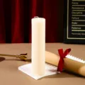 Bougie parfumée cylindrique rayée en cire de soja déco maison ambiance cadeau - 5*20cm / Blanc