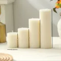 Σετ σκανδιναβικά ραβδωτά κυλινδρικά αρωματικά κεριά, λευκά κεριά από κερί σε 4 μεγέθη για σπίτι. - 6cm*7.5cm / Λευκό