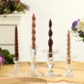 Morandi color spiral scented candles set with clear glass candle holders for home decor table. - Four-Piece Set / Gradient Coffee