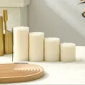 Σετ λευκά σκανδιναβικά ριγέ αρωματικά κεριά πυλώνα, διακόσμηση σπιτιού και δώρο γάμου. - 7cm*7.5cm / Λευκό