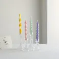 Pastel twisted spiral scented candles set with clear glass candle holders for home decor. - Four-Piece Set / Gradient Macaron