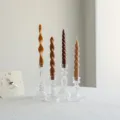 Morandi twisted pillar scented candles set with clear glass candle holders for home decor. - Four-Piece Set / Gradient Brown