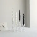 Twisted scented candle spiral pillar candle set in clear glass holder for dining table. - Four-Piece Set / Gradient Black White