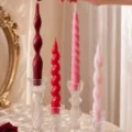 Twist taper scented candles set, colorful spiral wax candles with clear glass holders. - Four-Piece Set / Gradient Valentine's Day