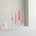 Morandi twisted taper scented candles set with clear glass candle holders for home decor - Four-Piece Set / Gradient Orange Pink