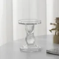 Candelabro de vidrio transparente elegante soporte de vela de pilar para mesa de fiesta - Candelabro de cristal con pie, grande / Negro