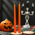 Orange taper candles for Halloween party decor aesthetic spooky autumn holiday table decoration set - Long Handle