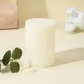White fluted pillar scented candle, European style decorative candle for dinner. - 7cm*10cm / Off White