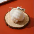 White knotted scented candle, handmade soy wax candle, 5.5x6cm decorative home fragrance. - Yarn Ball
