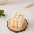 Minimalistische esthetische bubbel geurkaars kubus handgemaakte sojawas huisdecoratie gezellig - Ivoorwit