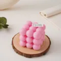 Roze Bubbel Geurkaars Rubik Kubus Sojawas Aromatherapie Kaars voor Huisdecoratie Cadeau - Rozerood