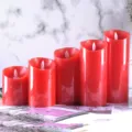 Σετ 5 κόκκινων LED κεριών χωρίς φλόγα για ρομαντικό πάρτι γάμου και διακόσμηση σπιτιού. - Λείο Στυλ Tηλεχειριστηρίου / 7.5x10cm / Κόκκινο