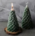 Handgemaakte kerstboom geurkaars met sneeuwtop, perfect feestdagcadeau en kamerdecoratie. - Wit Groen Gradiënt