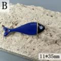 Blauer emaillierter Fisch Anhänger mit bösem Blick, DIY Schmuck Zubehör 11x35mm groß. - Böser Blick Fischform (Modell B) / 11x35mm / Lila