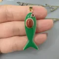 Grüner emaillierter Goldfisch Anhänger süßer Fisch Halskette Schmuck DIY Zubehör Stil - Grün