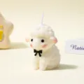 Cute sheep scented candle soy wax animal shape decorative candle for cute room decor - Black Bow-Tie Lamb