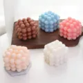 Multicolor aesthetic bubble scented candle set, cute cube shape home room decor photo props. - 8*8*7cm / Blue