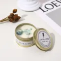 Gold tin scented candle with dried flowers and natural soy wax, perfect decorative gift. - Wild Bluebell