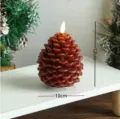 Bougie LED pomme de pin marron 10x12cm lumiere decorative de Noel ornament de fete - Bougie pomme de pin marron en forme d'ogive